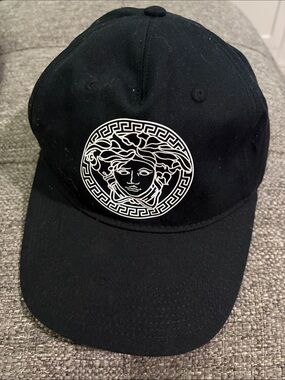 Versace Black Baseball Cap with White Medusa Emblem size 58